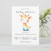 Invitation Baby shower de girafe modifiable rustique (Debout devant)