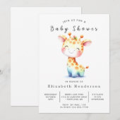 Invitation Baby shower de girafe modifiable rustique (Devant / Derrière)