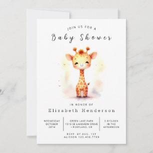 Invitation Baby shower de girafe modifiable Whimsical