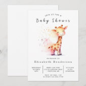 Invitation Baby shower de girafe neutre pour hommes (Devant / Derrière)