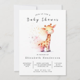 Invitation Baby shower de girafe neutre pour hommes