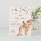 Invitation Baby shower de girafe neutre pour les f (Debout devant)