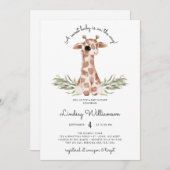 Invitation Baby shower de girafe neutre pour les femmes (Devant / Derrière)