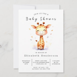 Invitation Baby shower de girafe numérique enchanté
