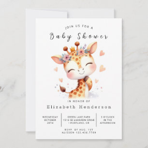 Invitation Baby shower de girafe numérique enchanté