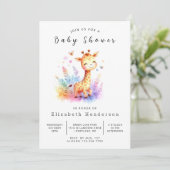 Invitation Baby shower de girafe numérique rustique (Debout devant)