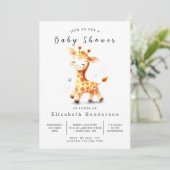 Invitation Baby shower de girafe numérique rustique (Debout devant)