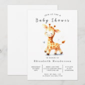 Invitation Baby shower de girafe numérique rustique (Devant / Derrière)
