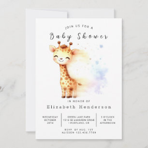 Invitation Baby shower de girafe numérique Whimsical