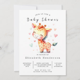 Invitation Baby shower de girafe personnalisé chic