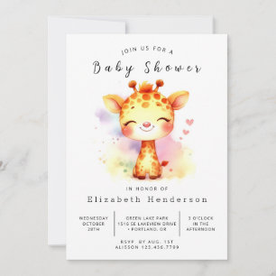 Invitation Baby shower de girafe personnalisé moderne