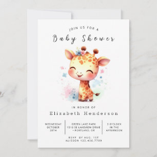 Invitation Baby shower de girafe personnalisé rustique