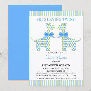 Invitation Baby shower de girafe pour garçon jumeaux