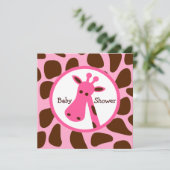 Invitation Baby shower de Girafe rose et Brown (Debout devant)