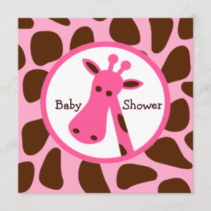 Invitation Baby shower de Girafe rose et Brown