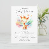 Invitation Baby shower de girafe rustique à impression (Debout devant)