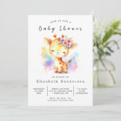 Invitation Baby shower de girafe rustique à impression (Debout devant)