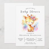Invitation Baby shower de girafe rustique à impression (Devant / Derrière)