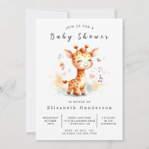 Invitation Baby shower de girafe Whimsy Printable