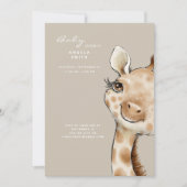 Invitation Baby shower de Giraffe Bébé Beige Neutre Cute (Devant)