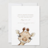 Invitation Baby shower de Giraffe Bébé Beige Neutre Cute (Dos)