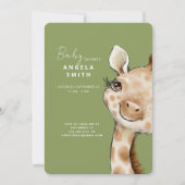 Invitation Baby shower de Giraffe Bébé Vert mou Moss (Devant)