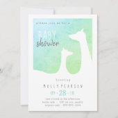 Invitation Baby shower de Giraffe Bleue et Vert Bébé Invitati (Devant)