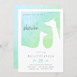 Invitation Baby shower de Giraffe Bleue et Vert Bébé Invitati