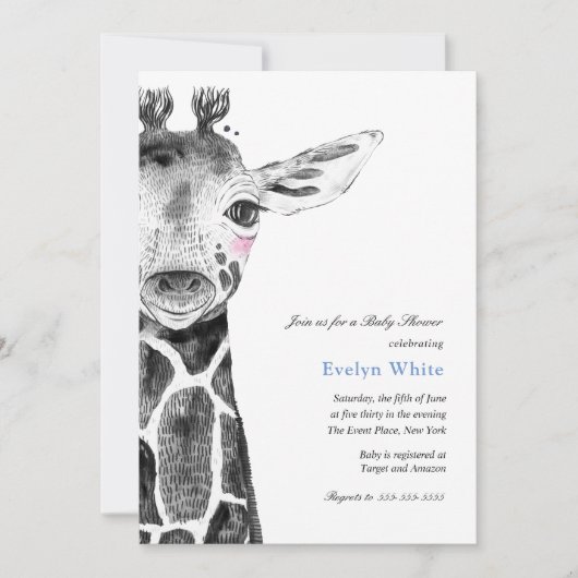 Invitation Baby shower de Giraffe d'aquarelle (Devant)