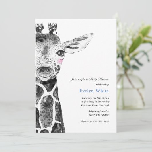 Invitation Baby shower de Giraffe d'aquarelle (Debout devant)