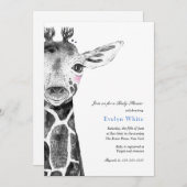 Invitation Baby shower de Giraffe d'aquarelle (Devant / Derrière)