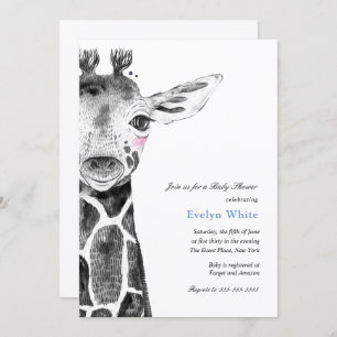 Invitation Baby shower de Giraffe d'aquarelle