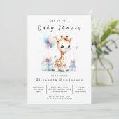 Invitation Baby shower de Giraffe editable de Bohême (Debout devant)