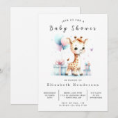 Invitation Baby shower de Giraffe editable de Bohême (Devant / Derrière)