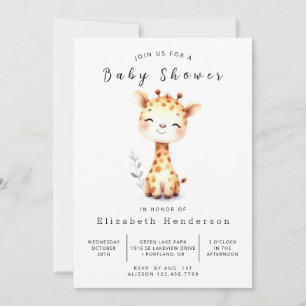 Invitation Baby shower de Giraffe éditable Pastel