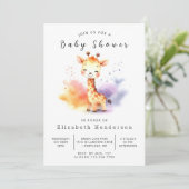 Invitation Baby shower de Giraffe éditable Pastel (Debout devant)