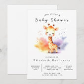 Invitation Baby shower de Giraffe éditable Pastel (Devant / Derrière)