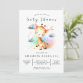 Invitation Baby shower de Giraffe éditable Pastel (Debout devant)