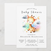 Invitation Baby shower de Giraffe éditable Pastel (Devant / Derrière)