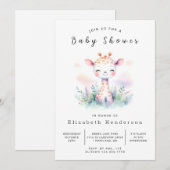 Invitation Baby shower de Giraffe éditable Pastel (Devant / Derrière)