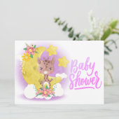 Invitation Baby shower de Giraffe mignonne violet (Debout devant)