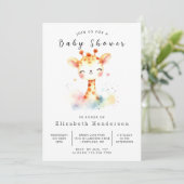 Invitation Baby shower de Giraffe personnalisée neutre pour l (Debout devant)