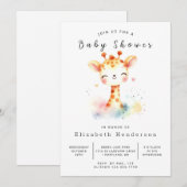 Invitation Baby shower de Giraffe personnalisée neutre pour l (Devant / Derrière)