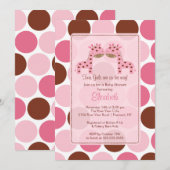 Invitation Baby shower de Giraffe Rose Girls Twin (Devant / Derrière)