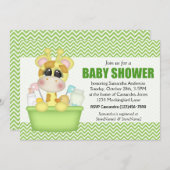 Invitation Baby shower de Giraffe temps de bain mignon (Devant / Derrière)