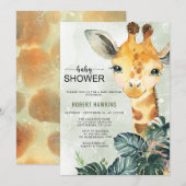 Invitation Baby shower de Giraffe verdoyante (Devant / Derrière)