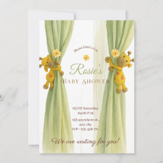 Invitation Baby shower de Giraffe verte mignonne
