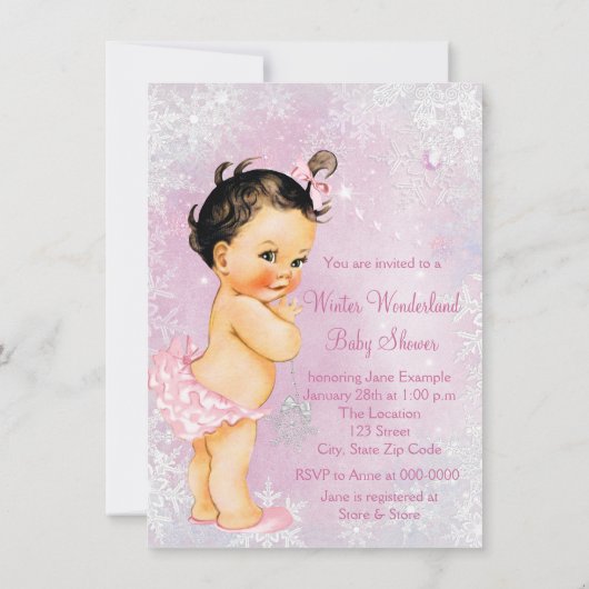 Invitation Baby shower de Girls Winter Wonderland (Dos)
