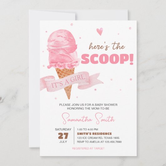 Invitation Baby shower de glace (Devant)