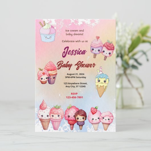Invitation Baby shower de glace (Debout devant)